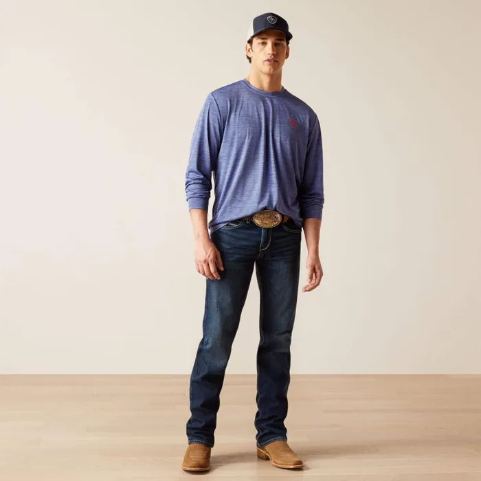 Men TShirts and Polos Ariat Charger True Eagle TShirt Twilight Blue
