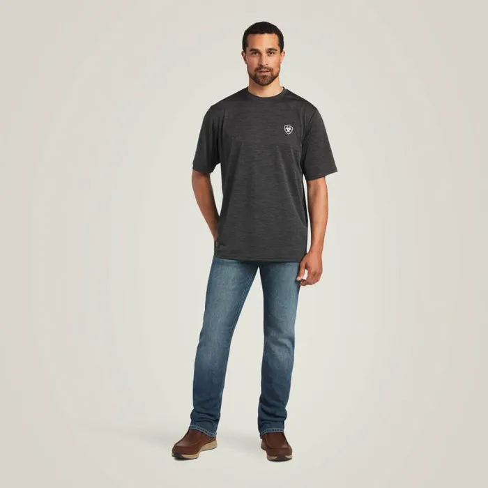 Men TShirts and Polos Ariat Charger Vertical Flag Tee Charcoal