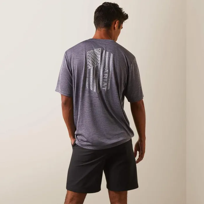 Men TShirts and Polos Ariat Charger Vertical Flag Tee Graystone