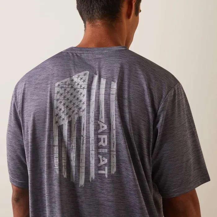 Men TShirts and Polos Ariat Charger Vertical Flag Tee Graystone