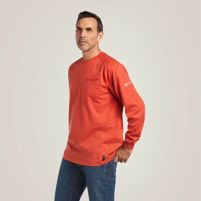 Men TShirts and Polos Ariat FR Air Crew TShirt Volcanic Heather