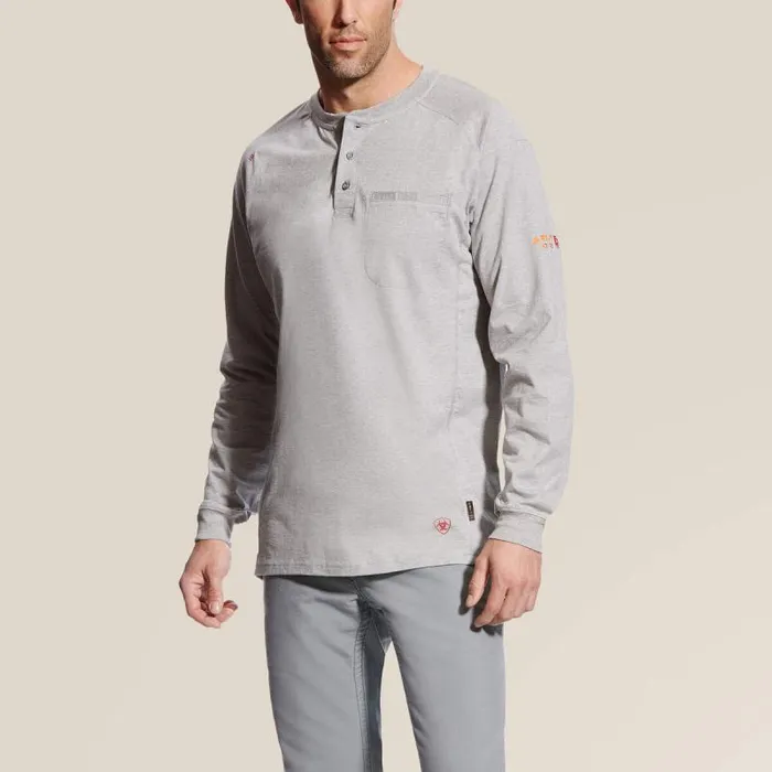 Men TShirts and Polos Ariat FR Air Henley Silver Fox Heather