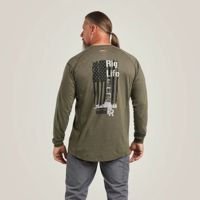 Men TShirts and Polos Ariat FR Air Rig Life Graphic TShirt Sage Heather