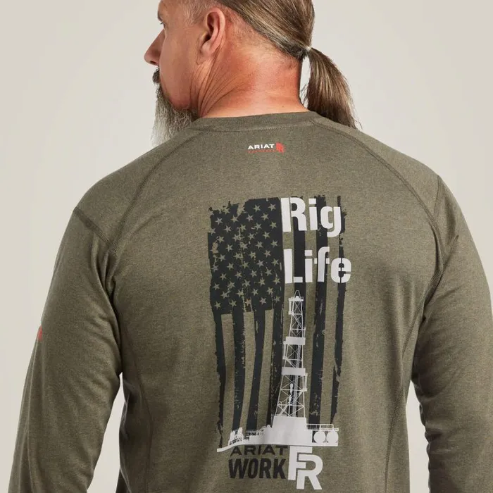 Men TShirts and Polos Ariat FR Air Rig Life Graphic TShirt Sage Heather Men TShirts and Polos Ariat FR Air Rig Life Graphic TShirt Sage Heather