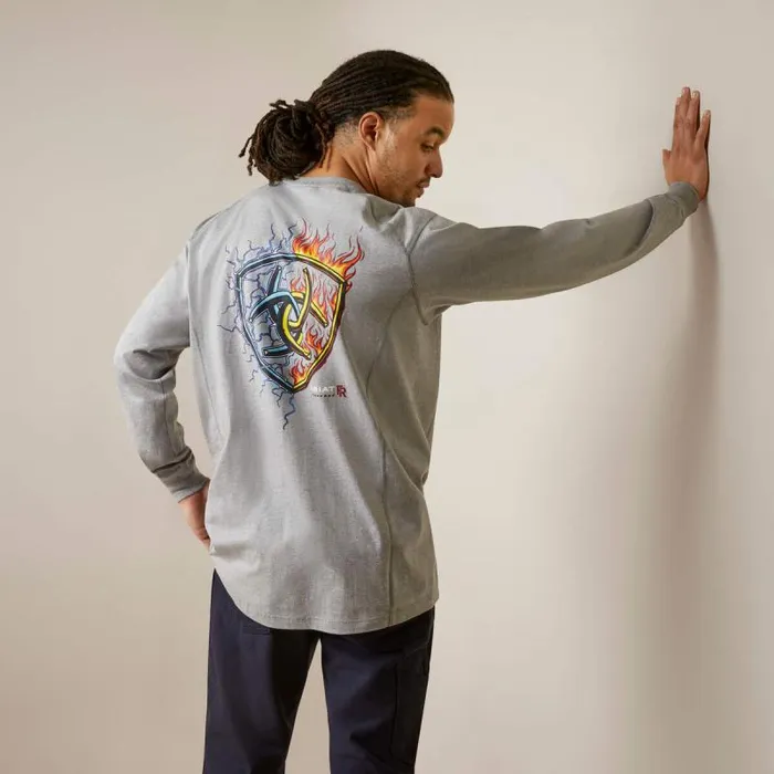 Men TShirts and Polos Ariat FR Air Shock Fire TShirt Heather Grey