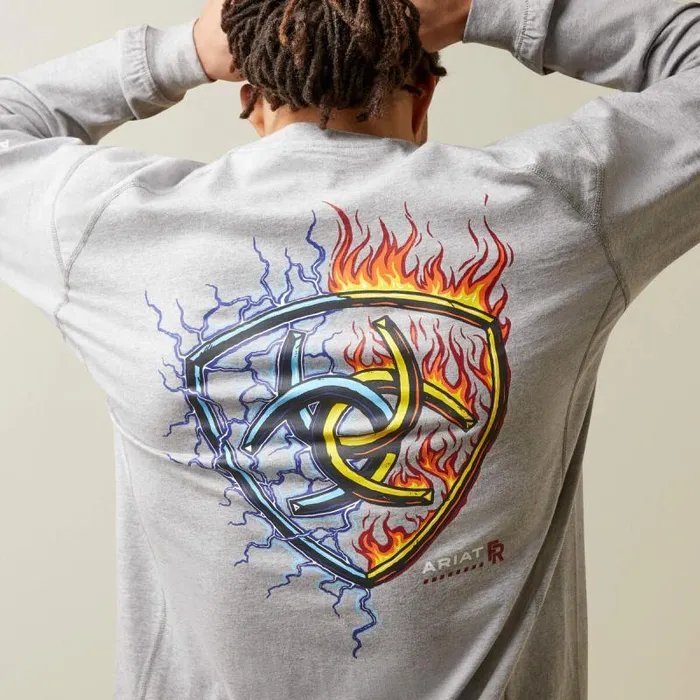 Men TShirts and Polos Ariat FR Air Shock Fire TShirt Heather Grey Men TShirts and Polos Ariat FR Air Shock Fire TShirt Heather Grey
