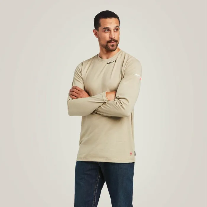 Men TShirts and Polos Ariat FR Baselayer TShirt Khaki