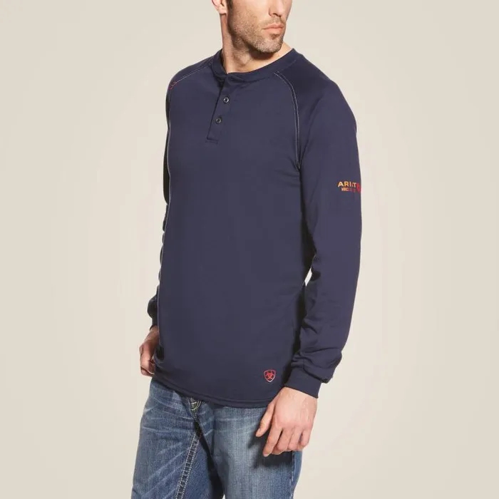 Men TShirts and Polos Ariat FR Henley Top Navy