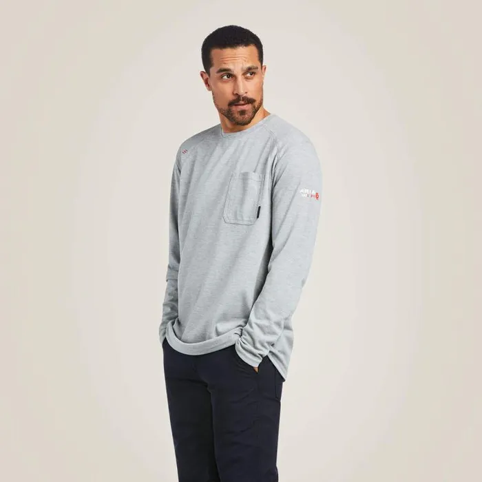Men TShirts and Polos Ariat FR Max Protect Inherent TShirt Heather Grey