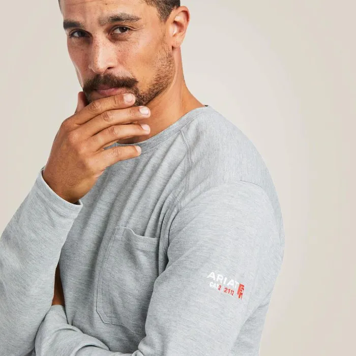 Men TShirts and Polos Ariat FR Max Protect Inherent TShirt Heather Grey Men TShirts and Polos Ariat FR Max Protect Inherent TShirt Heather Grey