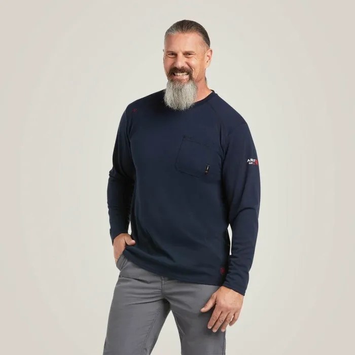 Men TShirts and Polos Ariat FR Max Protect Inherent TShirt Navy