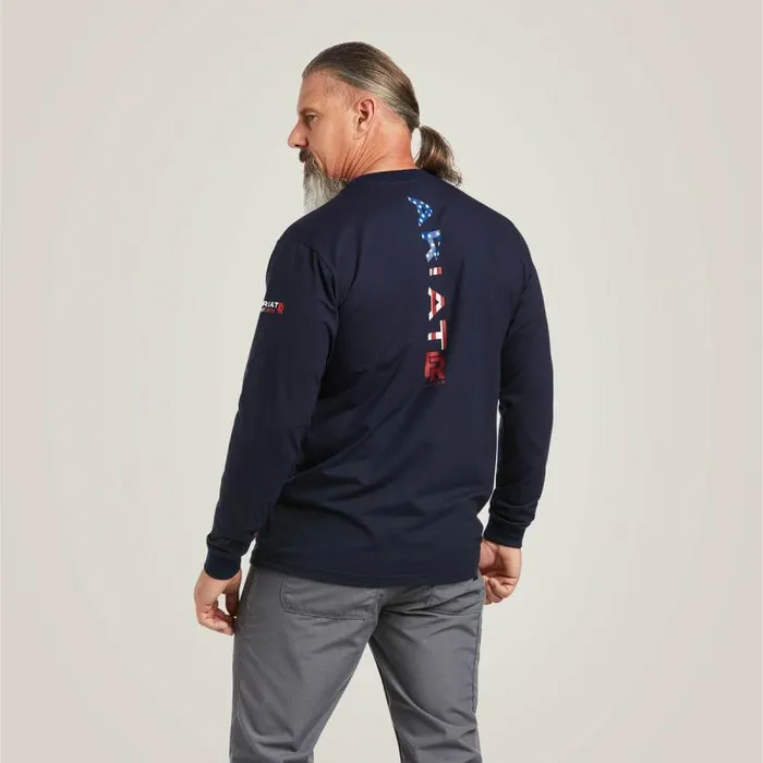 Men TShirts and Polos Ariat FR Stretch Logo TShirt Navyusa
