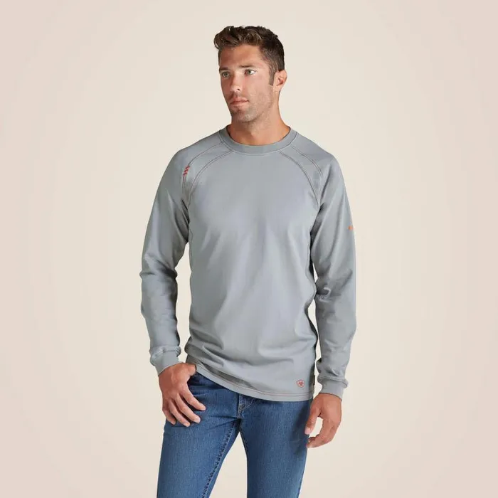 Men TShirts and Polos Ariat FR Work Crew TShirt Silver Fox