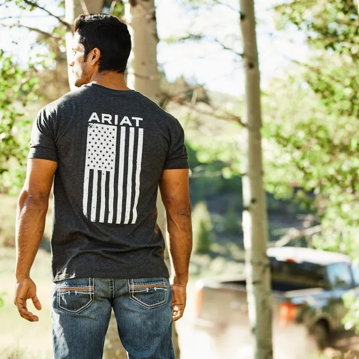 Men TShirts and Polos Ariat Freedom TShirt Charcoal Heather
