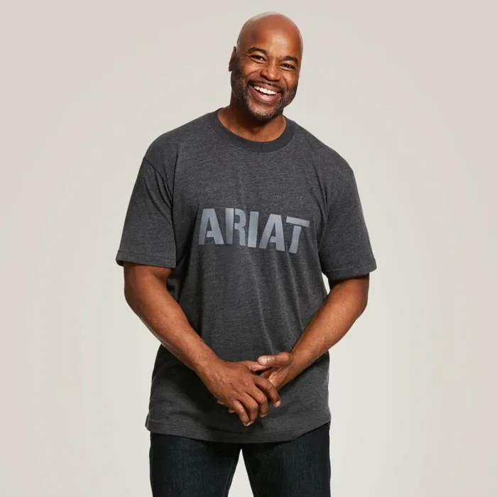 Men TShirts and Polos Ariat Rebar Cotton Strong Block Charcoal Heather