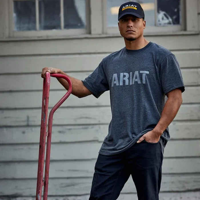 Men TShirts and Polos Ariat Rebar Cotton Strong Block Charcoal Heather Men TShirts and Polos Ariat Rebar Cotton Strong Block Charcoal Heather
