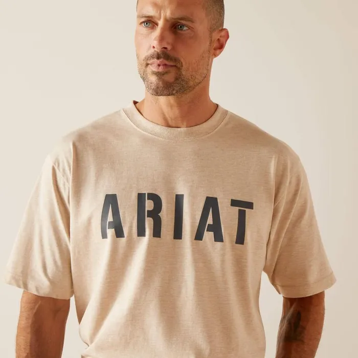 Men TShirts and Polos Ariat Rebar Cotton Strong Block Oatmeal Heather Men TShirts and Polos Ariat Rebar Cotton Strong Block Oatmeal Heather