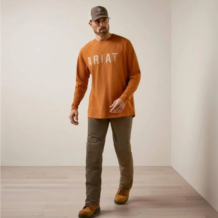 Men TShirts and Polos Ariat Rebar Cotton Strong Block TShirt Carmel Cafe Men TShirts and Polos Ariat Rebar Cotton Strong Block TShirt Carmel Cafe