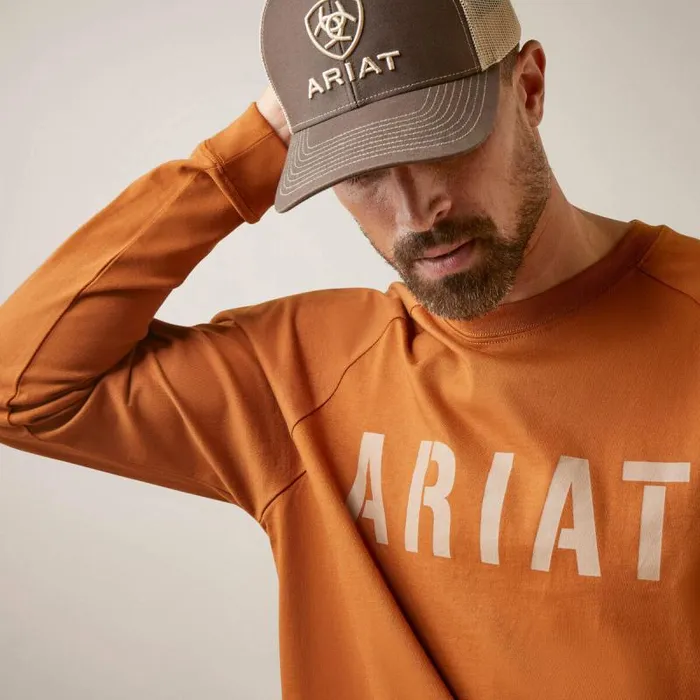 Men TShirts and Polos Ariat Rebar Cotton Strong Block TShirt Carmel Cafe Men TShirts and Polos Ariat Rebar Cotton Strong Block TShirt Carmel Cafe