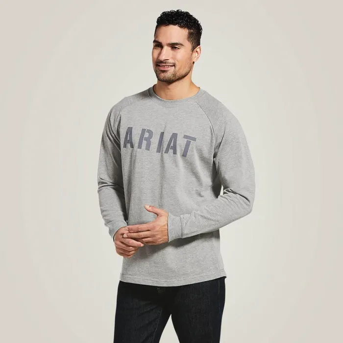Men TShirts and Polos Ariat Rebar Cotton Strong Block TShirt Heather Grey