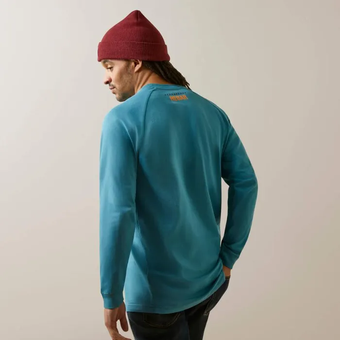 Men TShirts and Polos Ariat Rebar Cotton Strong Block TShirt Storm Blue