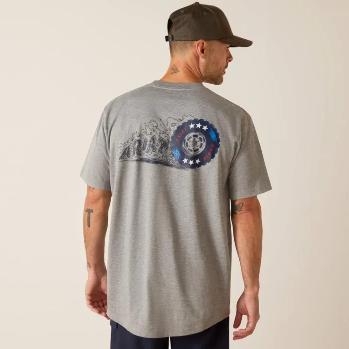 Men TShirts and Polos Ariat Rebar Cotton Strong Burning Rubber Heather Grey
