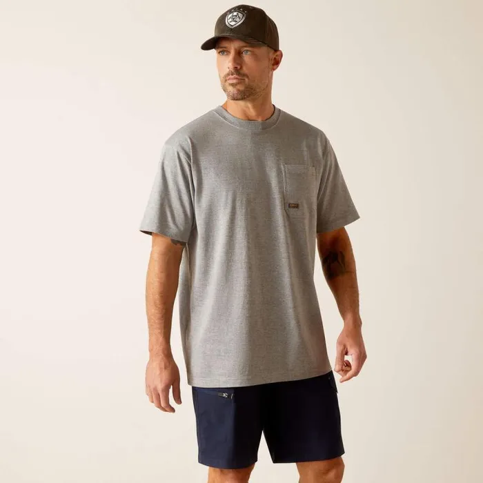 Men TShirts and Polos Ariat Rebar Cotton Strong Burning Rubber Heather Grey Men TShirts and Polos Ariat Rebar Cotton Strong Burning Rubber Heather Grey