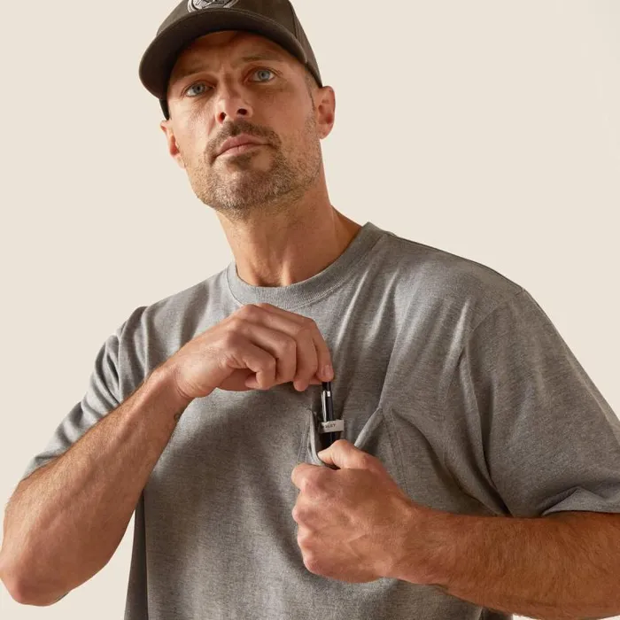 Men TShirts and Polos Ariat Rebar Cotton Strong Burning Rubber Heather Grey Men TShirts and Polos Ariat Rebar Cotton Strong Burning Rubber Heather Grey