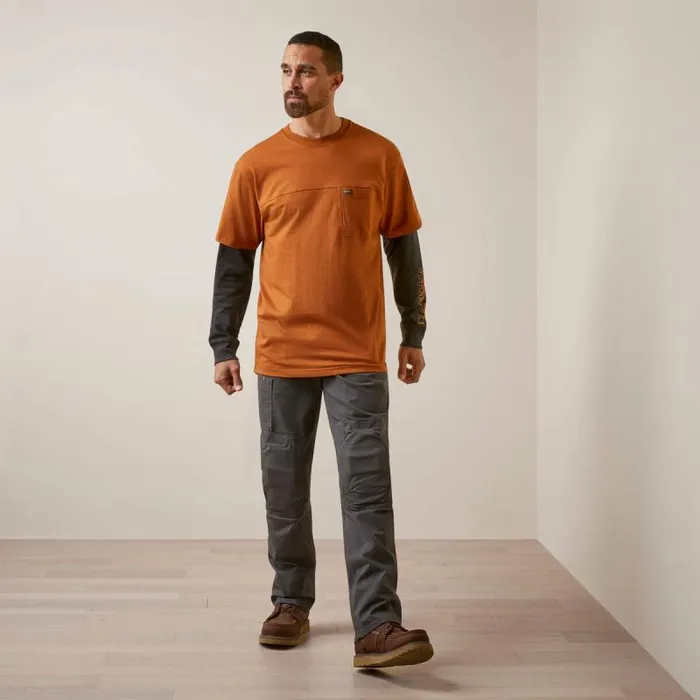 Men TShirts and Polos Ariat Rebar Cotton Strong Dually Carmel Cafe Charcoal Heather Men TShirts and Polos Ariat Rebar Cotton Strong Dually Carmel Cafe Charcoal Heather