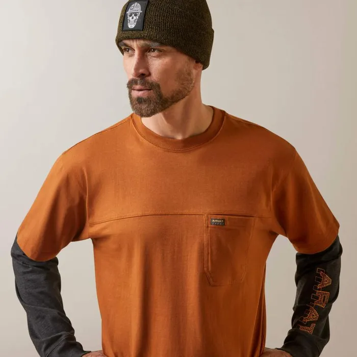 Men TShirts and Polos Ariat Rebar Cotton Strong Dually Carmel Cafe Charcoal Heather Men TShirts and Polos Ariat Rebar Cotton Strong Dually Carmel Cafe Charcoal Heather