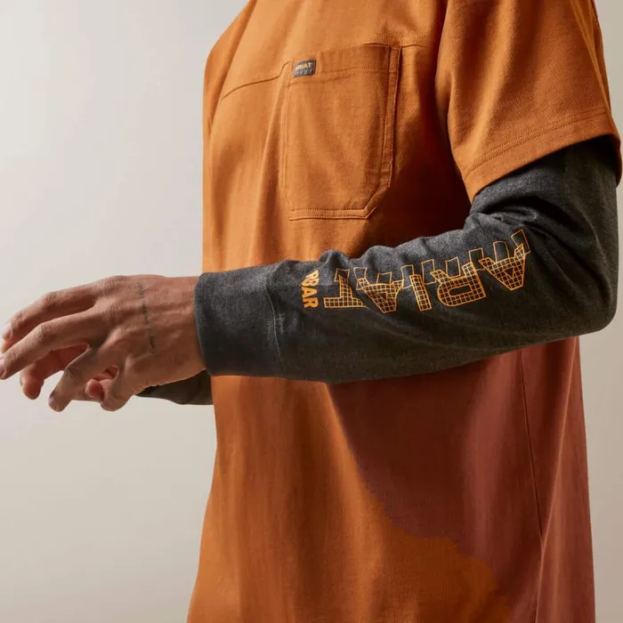 Men TShirts and Polos Ariat Rebar Cotton Strong Dually Carmel Cafe Charcoal Heather Men TShirts and Polos Ariat Rebar Cotton Strong Dually Carmel Cafe Charcoal Heather