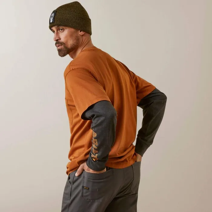 Men TShirts and Polos Ariat Rebar Cotton Strong Dually Carmel Cafe Charcoal Heather Men TShirts and Polos Ariat Rebar Cotton Strong Dually Carmel Cafe Charcoal Heather