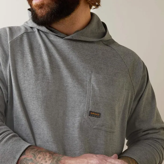 Men TShirts and Polos Ariat Rebar Cotton Strong Hooded TShirt Heather Grey Men TShirts and Polos Ariat Rebar Cotton Strong Hooded TShirt Heather Grey