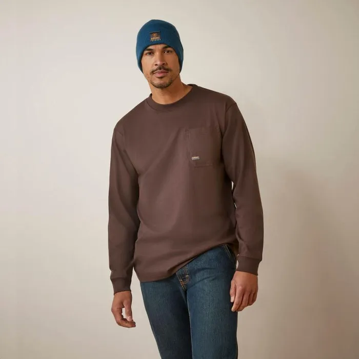 Men TShirts and Polos Ariat Rebar Cotton Strong Shock Fire Coffee Bean Men TShirts and Polos Ariat Rebar Cotton Strong Shock Fire Coffee Bean