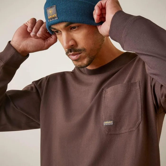 Men TShirts and Polos Ariat Rebar Cotton Strong Shock Fire Coffee Bean Men TShirts and Polos Ariat Rebar Cotton Strong Shock Fire Coffee Bean
