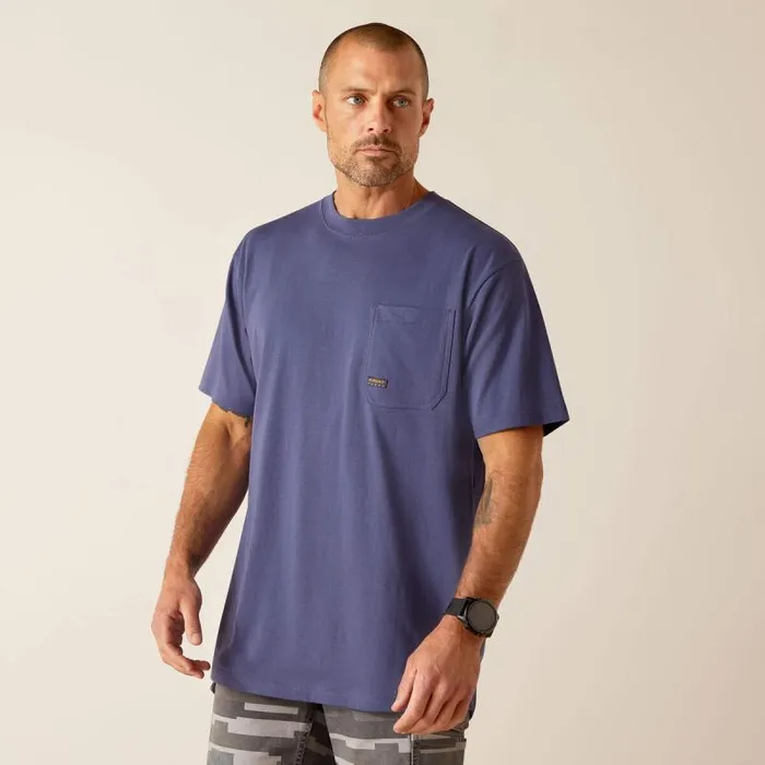 Men TShirts and Polos Ariat Rebar Cotton Strong Stacking Dimes Blue Indigo Men TShirts and Polos Ariat Rebar Cotton Strong Stacking Dimes Blue Indigo