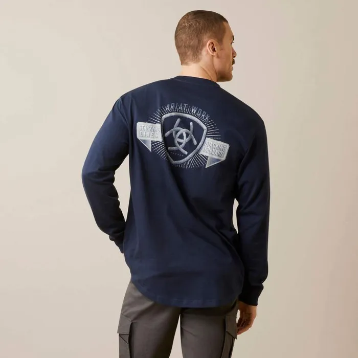 Men TShirts and Polos Ariat Rebar Cotton Strong Stacking Dimes Navy