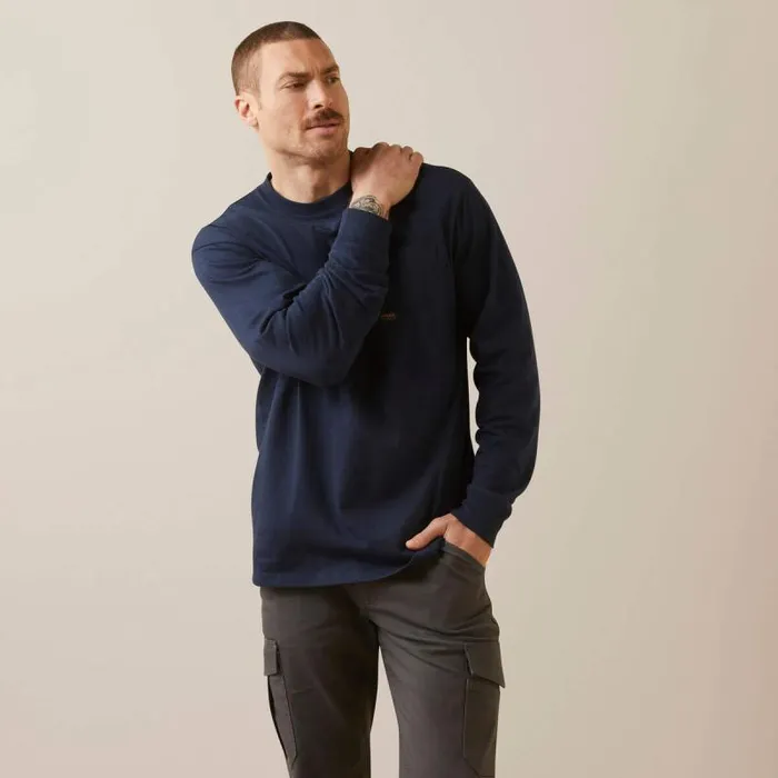 Men TShirts and Polos Ariat Rebar Cotton Strong Stacking Dimes Navy