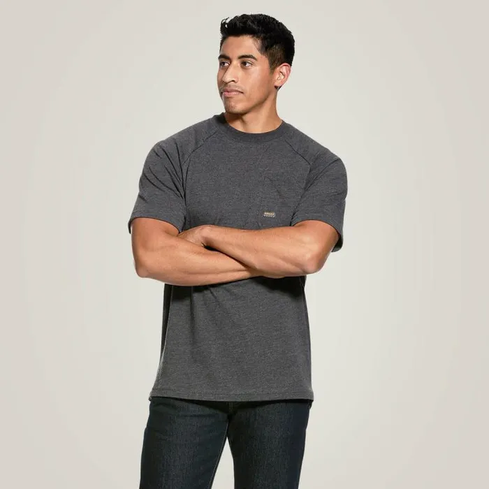 Men TShirts and Polos Ariat Rebar Cotton Strong TShirt Charcoal Heather