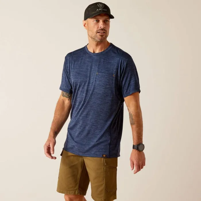 Men TShirts and Polos Ariat Rebar Evolution Athletic Fit TShirt Navy