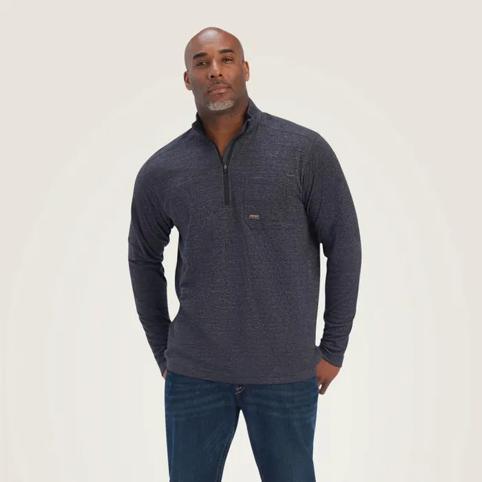 Men TShirts and Polos Ariat Rebar Foundation 14 Zip Shirt Charcoal Heather