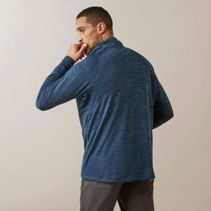 Men TShirts and Polos Ariat Rebar Gridwork Baselayer 14 Zip TShirt Blue Wink Teal