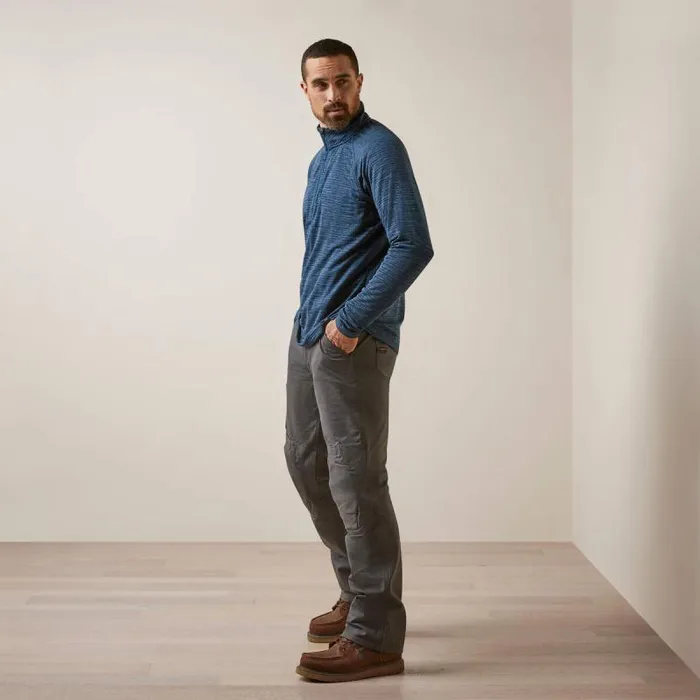 Men TShirts and Polos Ariat Rebar Gridwork Baselayer 14 Zip TShirt Blue Wink Teal