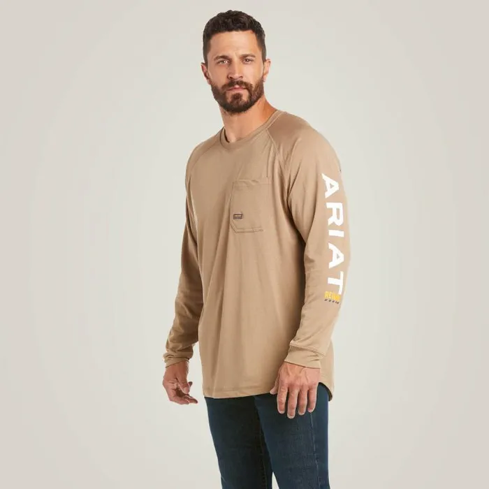 Men TShirts and Polos Ariat Rebar Heat Fighter TShirt Khaki
