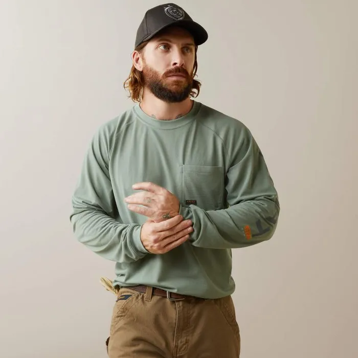 Men TShirts and Polos Ariat Rebar Heat Fighter TShirt Lily Pad Periscope