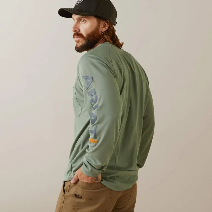 Men TShirts and Polos Ariat Rebar Heat Fighter TShirt Lily Pad Periscope