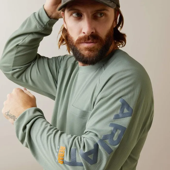 Men TShirts and Polos Ariat Rebar Heat Fighter TShirt Lily Pad Periscope