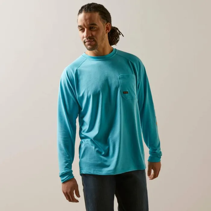 Men TShirts and Polos Ariat Rebar Heat Fighter TShirt Maui Blue