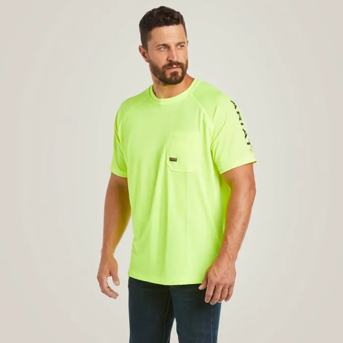 Men TShirts and Polos Ariat Rebar Heat Fighter TShirt Neon Lime