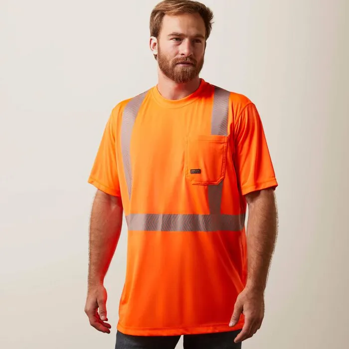 Men TShirts and Polos Ariat Rebar HiVis ANSI TShirt Hivis Orange